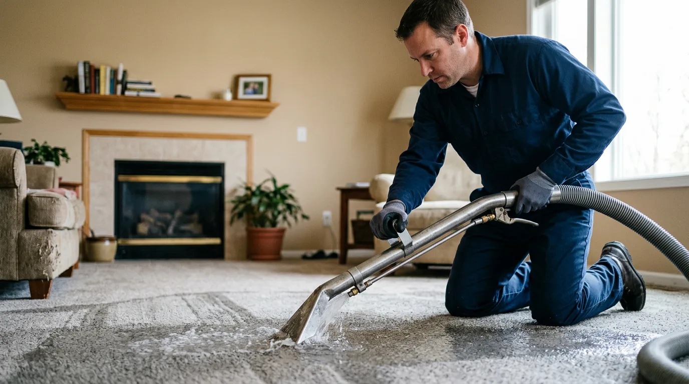 Water damage restoration technician working near Glencoe, AR